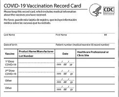Covid-19 vaccine record cards