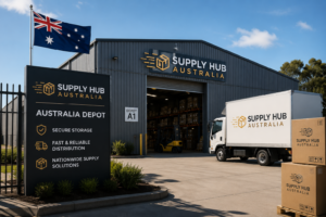 Aerial view of about container supply hub australia shipping container depot and manufacturing yard
